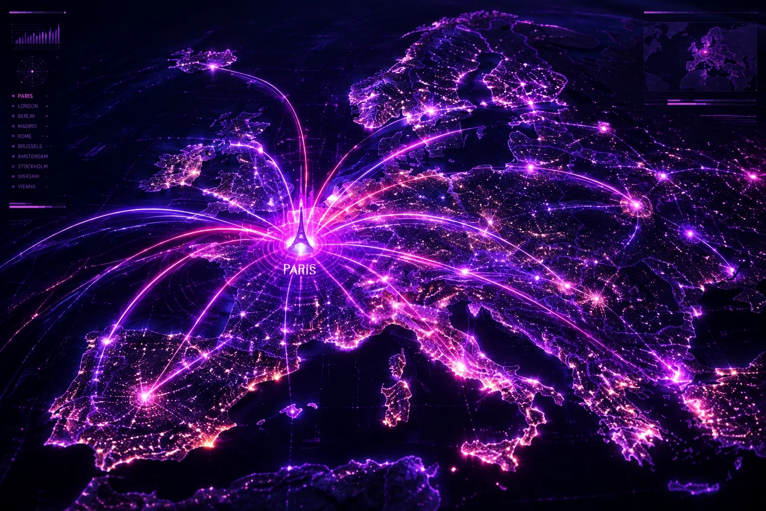 Visualisation graphique de l'afflux massif de demandes de billets en Europe